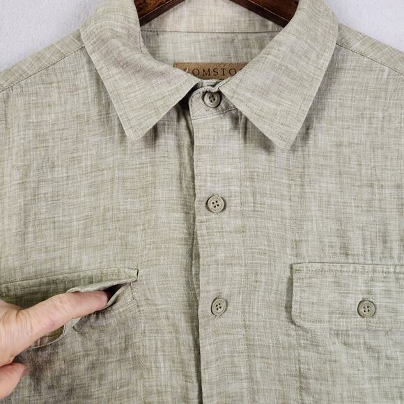 Comstock Co Mens SM 100% Linen Shirt Natural Beige Long Sleeve Button Down EUC - Picture 8 of 16